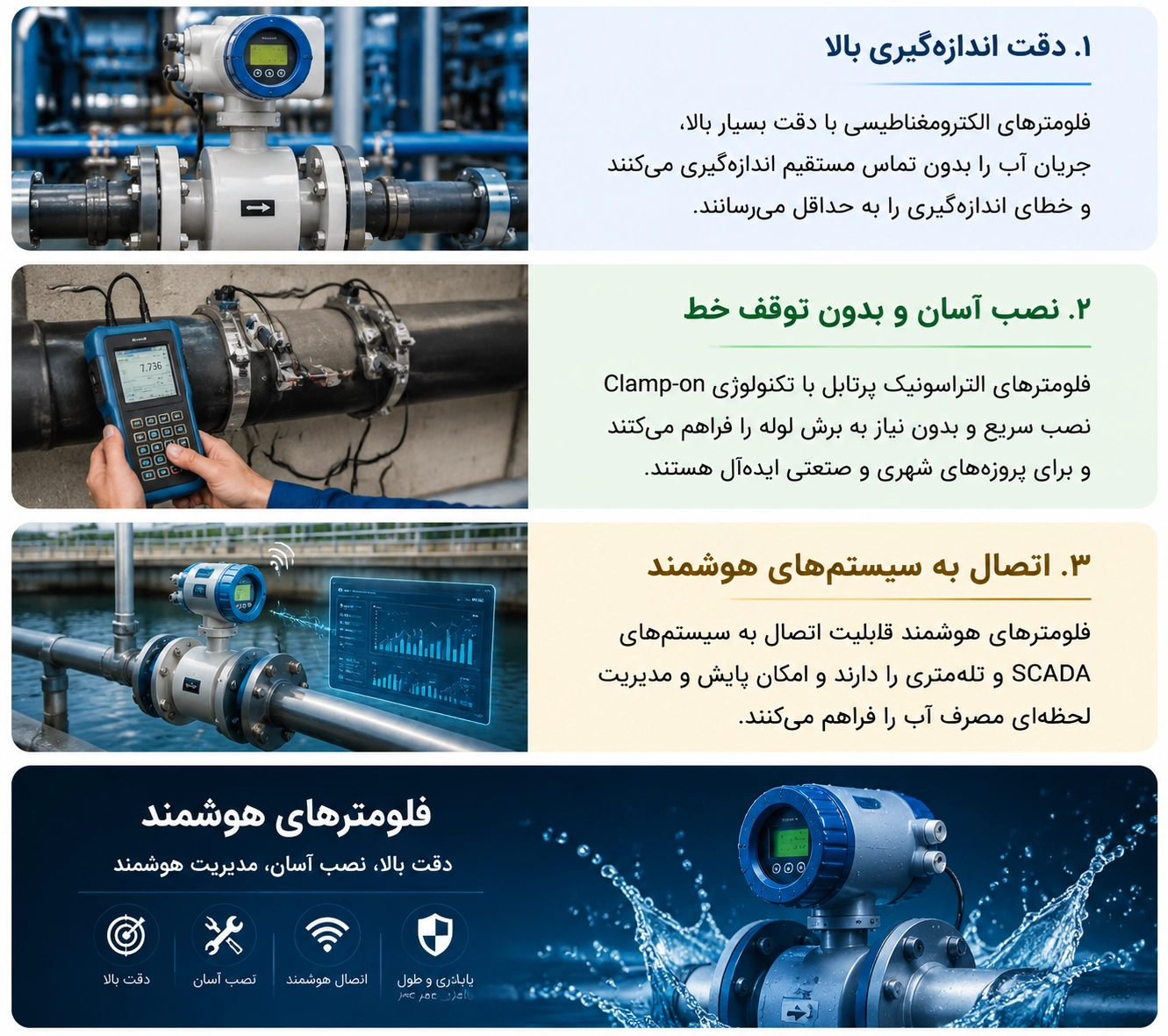 انتخاب بهترین فلومتر آب‌؛ گزارش بازار و معیارهای فنی انتخاب در تهران